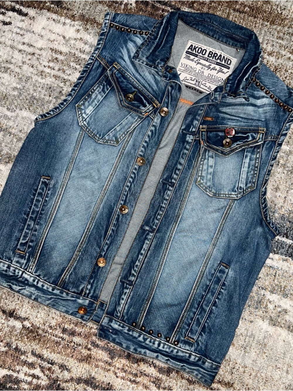 AKOO BRAND Western Studded Denim Vest